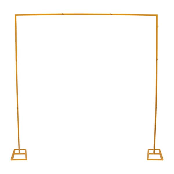 YIYIBYUS 94 in. x 94 in. Adjustable Metal Iron Wedding Backdrop Stand Party Event Flower Decor Arch Yellow Arbor