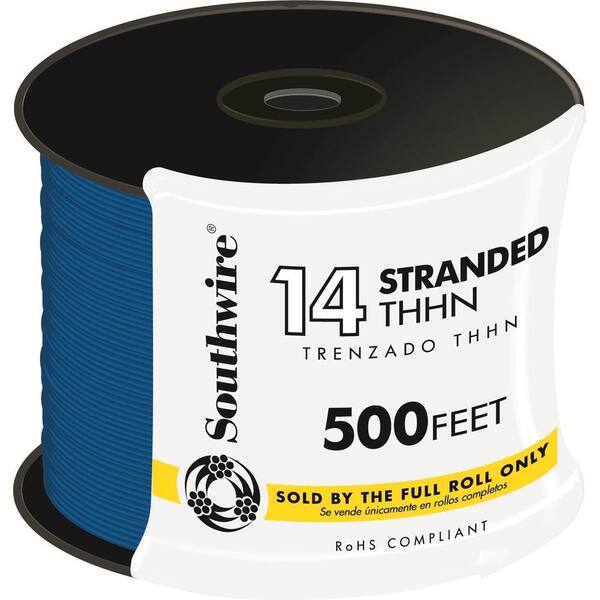 SOL 500ft Spool BLUE 14AWG Colonial Wire & Cable E15327 THWN or THHN Wire 
