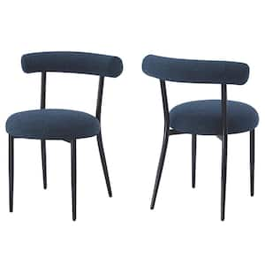 Indoor Modern Blue Fabric Upholstery Dining Chairs, Set of 2