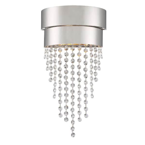 Crystorama Clarksen 9 in. 2-Light Polished Nickel Wall Sconce