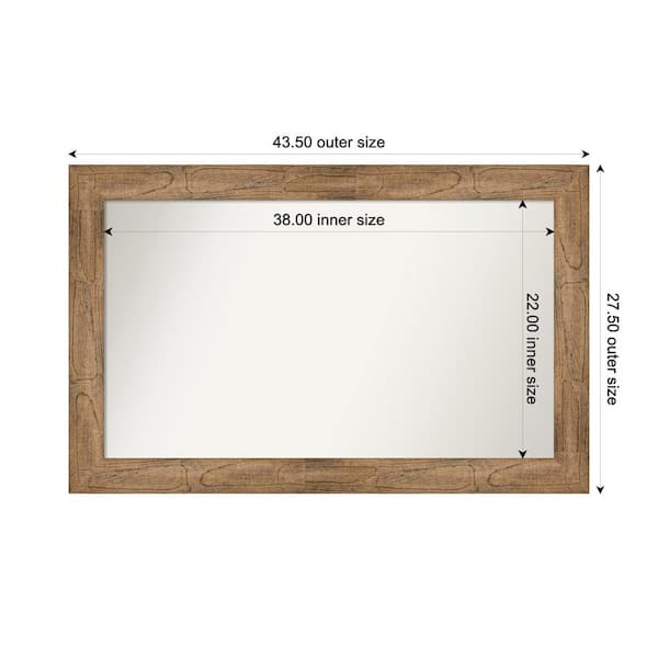 Amanti Art Owl Brown 43.5 in. W. x 27.5 in. Custom Non-Beveled Wood Framed Bathroom Vanity Wall Mirror