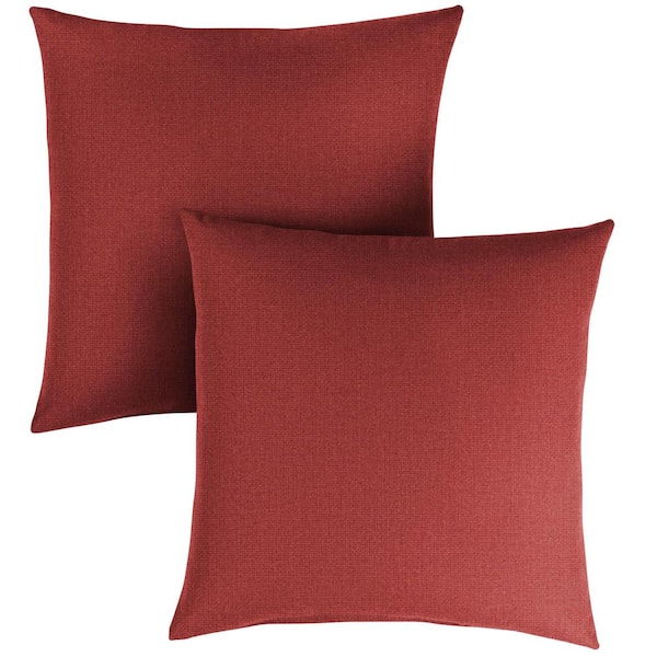 SORRA HOME Sunbrella Cast Pomegranate Square Indoor/Outdoor Throw Pillow (2-Pack)