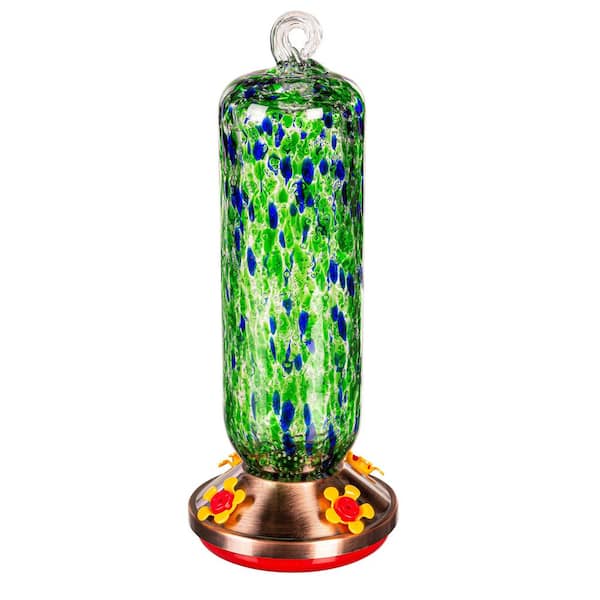Evergreen Green Glow-in-the-Dark Glass Hummingbird Feeder