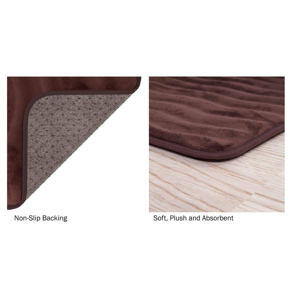 Chocolate Brown Memory Foam Bathroom Rug Set with Microfiber Top