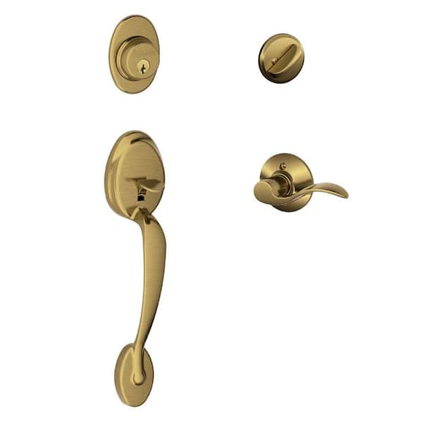 Schlage Plymouth Antique Brass Single Cylinder Door Handleset with Left Handed Accent Handle