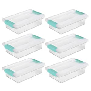 Small File Clip Storage Box with Lid in Clear (6-Pack)