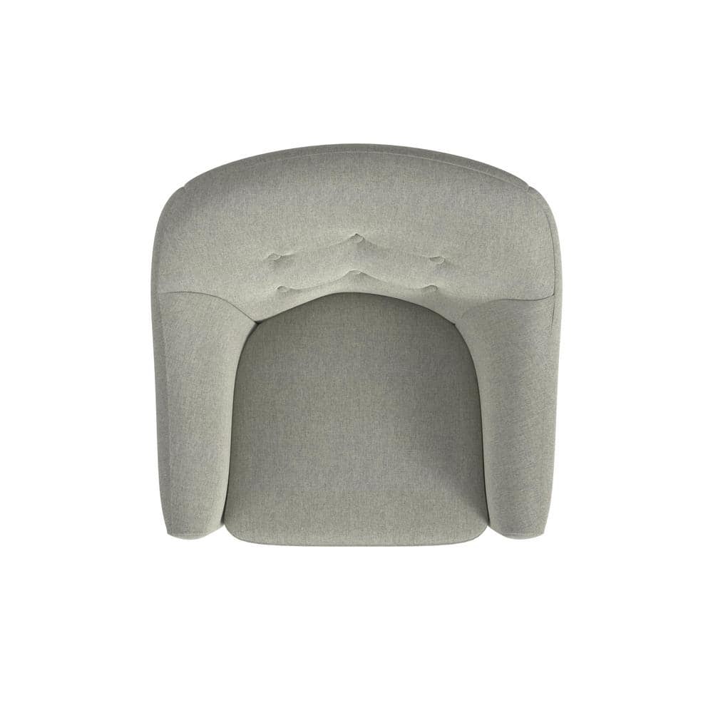 Gray Button Tufted Woven Accent Chair with Light Brown Wood Legs