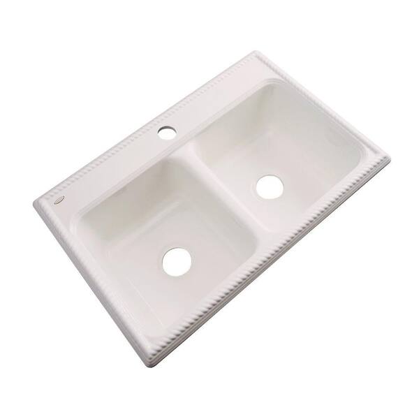 Thermocast Seabrook Drop-In Acrylic 33 in. 1-Hole Double Bowl Kitchen Sink in Almond