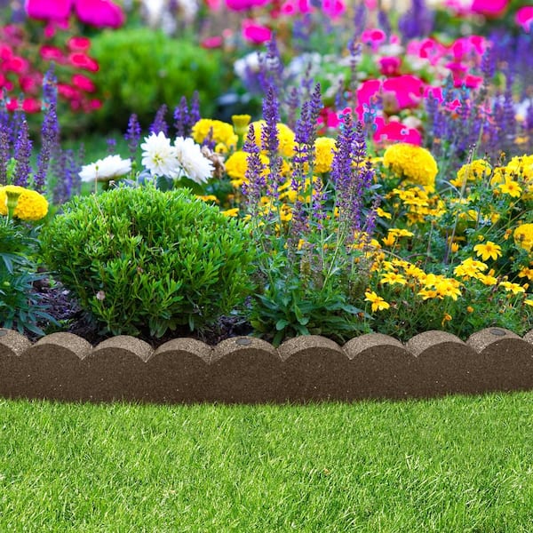 47 in. x 2 in. x 4 in. Brown Scalloped Rubber Garden Edging