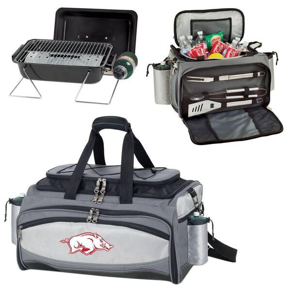Picnic Time Vulcan Arkansas Tailgating Cooler and Propane Gas Grill Kit with Embroidered Logo