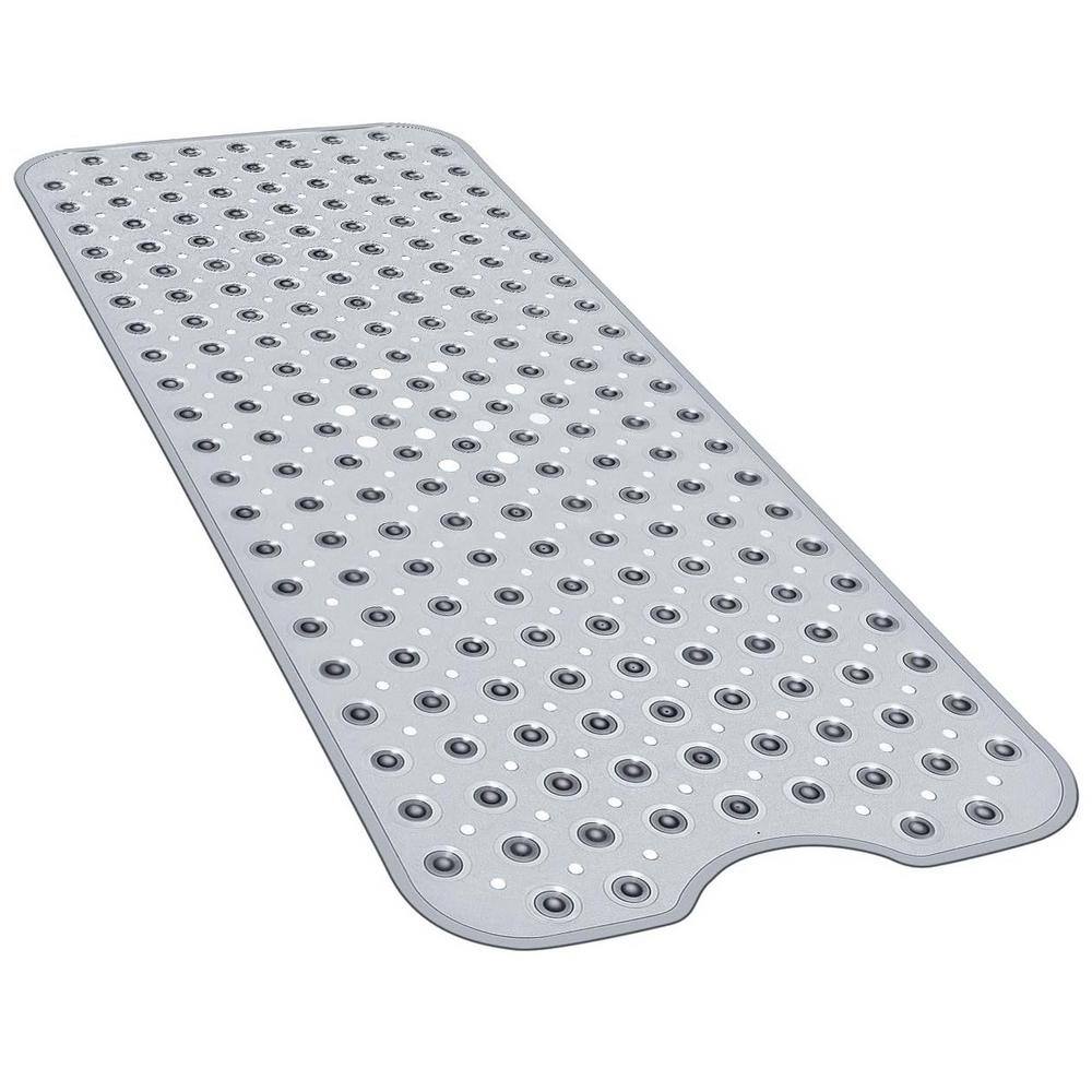 16 in. x 40 in. Non-Slip Bathtub Mat with Suction Cups and Drain Holes in C