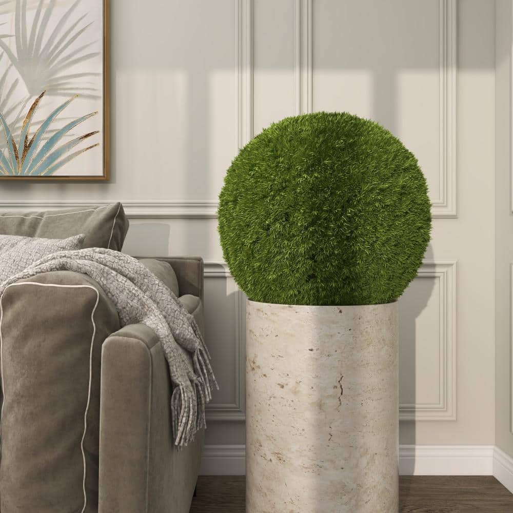 22" Green Plastic Boxwood Topiary Ball for Indoor Outdoor