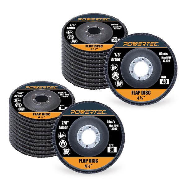 ‎POWERTEC 4-1/2 in. Zirconia Flap Discs-Assorted Grits (40/60) for Angle Grinder, Fits DeWalt DCG413B, DWE402, DCG405B (20-Pack)