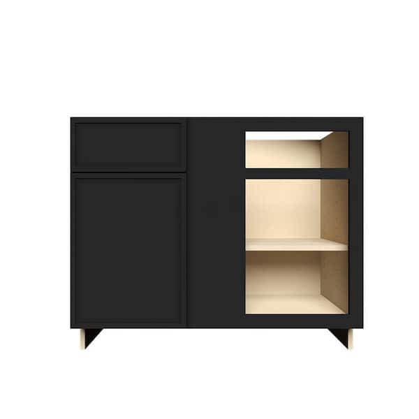 Slim Shaker Assembled 42 in. W x 34.5 in. H x 24 in. D Blind Corner Base Kitchen Cabinet in Black
