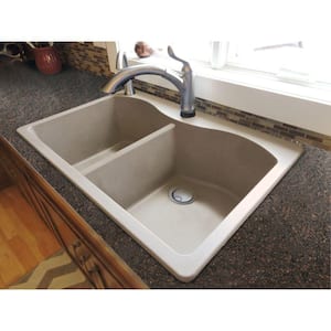 Aversa Drop-in Granite 33 in. 2-Hole Equal Double Bowl Kitchen Sink in Cafe Latte