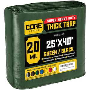 25 ft. x 40 ft. Green/Black 20 Mil Heavy Duty Polyethylene Tarp, Waterproof, UV Resistant, Rip and Tear Proof