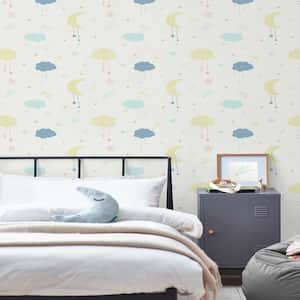 Moon and Stars Pastel Multi-Colored Removable Wallpaper Sample