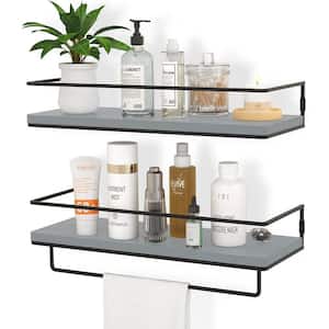 15.75in. W x 2.28in. H x 5.71 in. D Grey Over The Toilet Storage Bathroom Shelves, Wall Mounted with Adjustable Shelves