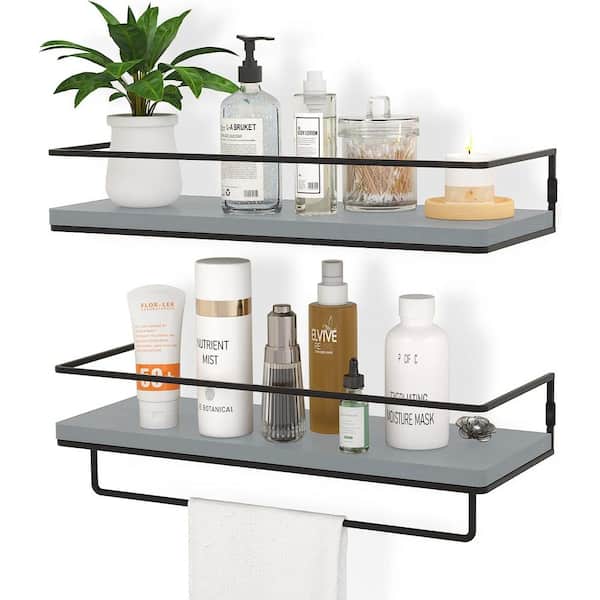 Dyiom 15.75in. W x 2.28in. H x 5.71 in. D Grey Over The Toilet Storage Bathroom Shelves, Wall Mounted with Adjustable Shelves