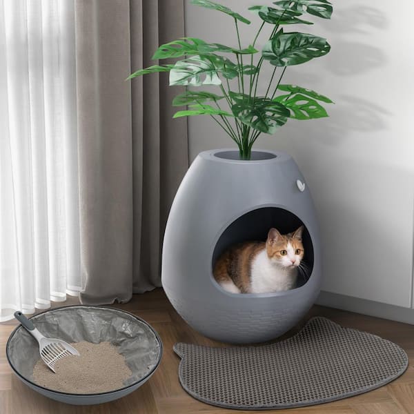 Tucker Murphy Pet Extra Large Hidden Plant Litter Box Furniture with Smart Odor Control System Scoop Liner Reviews