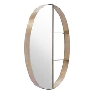 Modern Oval Antique Bronze Steel Accent Mirror 33.9 in. H x 22.2 in. W