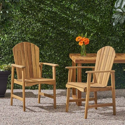 Natural Acacia Wood Adirondack Outdoor Dining Chair Set of 2