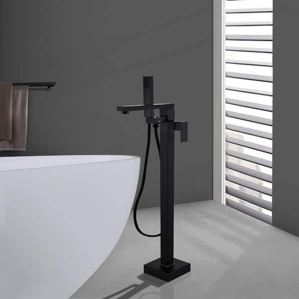 Single-Handle Freestanding Tub Faucet with Hand Shower Head in. Matte Black