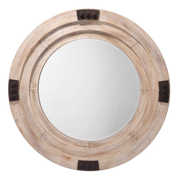 Benjara 2 in. W x 36 in. H Wooden Frame Brown Wall Mirror