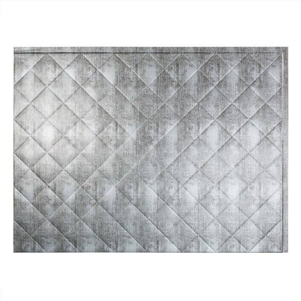 Fasade 18.25 in. x 24.25 in. Crosshatch Silver Quilted PVC Decorative Backsplash Panel