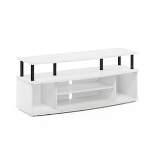 JAYA 47.24 in. White/Black Large Entertainment Center Fits TV's up to 55 in. With Cable Management