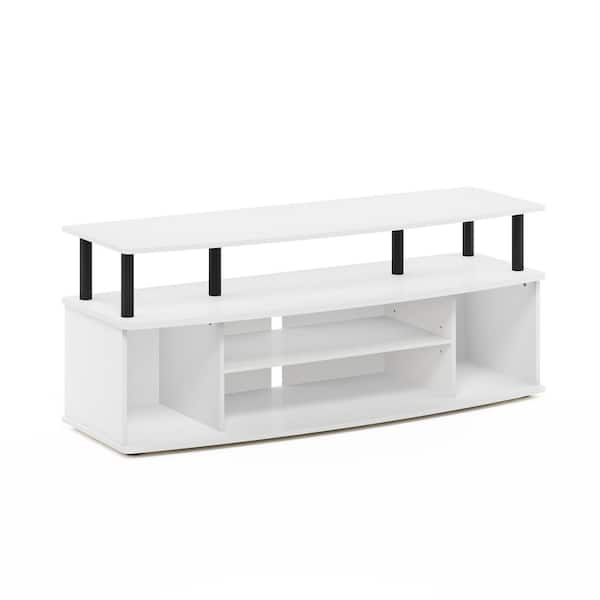 Furinno JAYA 47.24 in. White/Black Large Entertainment Center Fits TV's up to 55 in. With Cable Management