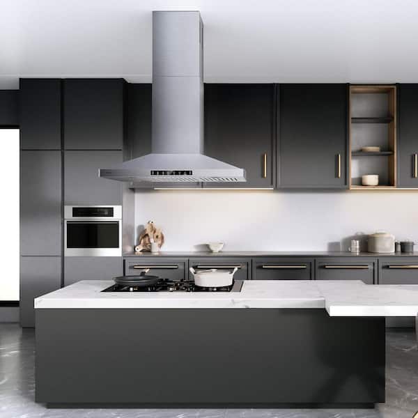 VIKIO PRO 36 in. 400 CFM Convertible Ductless Island Range Hood in