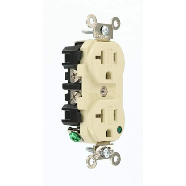20 Amp 125 V Hospital Grade Duplex Outlet/Receptacle, Ivory (1-Pack) 8300-PLI