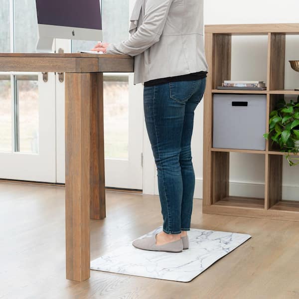 Cozy Living Marble Grey White 17.5 in. x 55 in. Runner Kitchen Mat