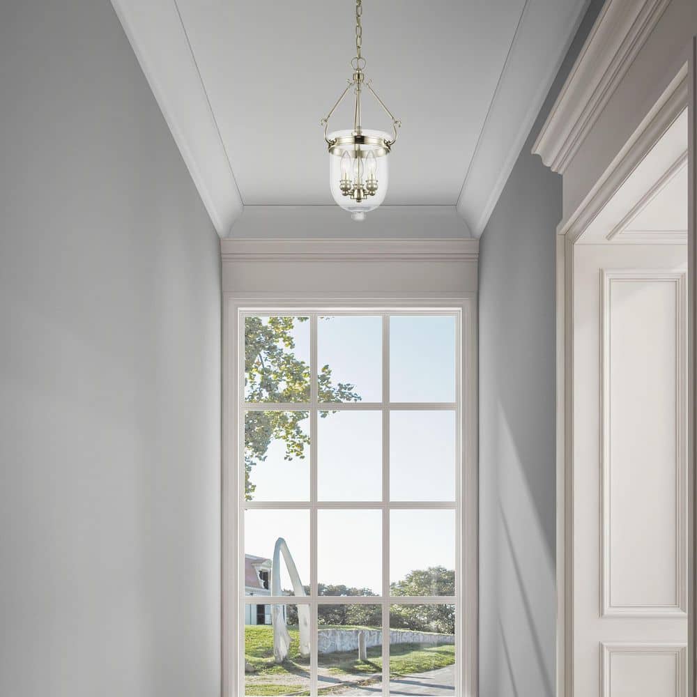 Elegant Jefferson 3-Light Chandelier in Polished Nickel with Clear Glass