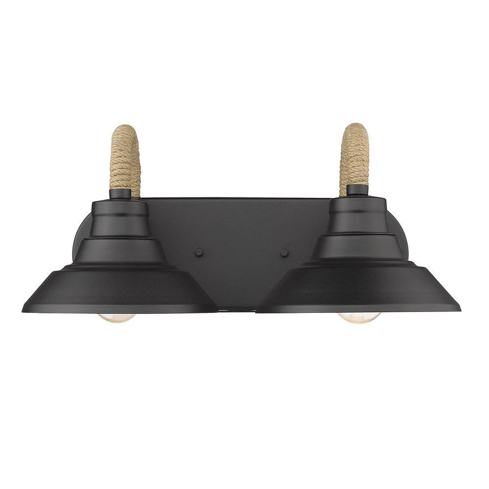 Journey 17'' Black and Rope Industrial Vanity Light
