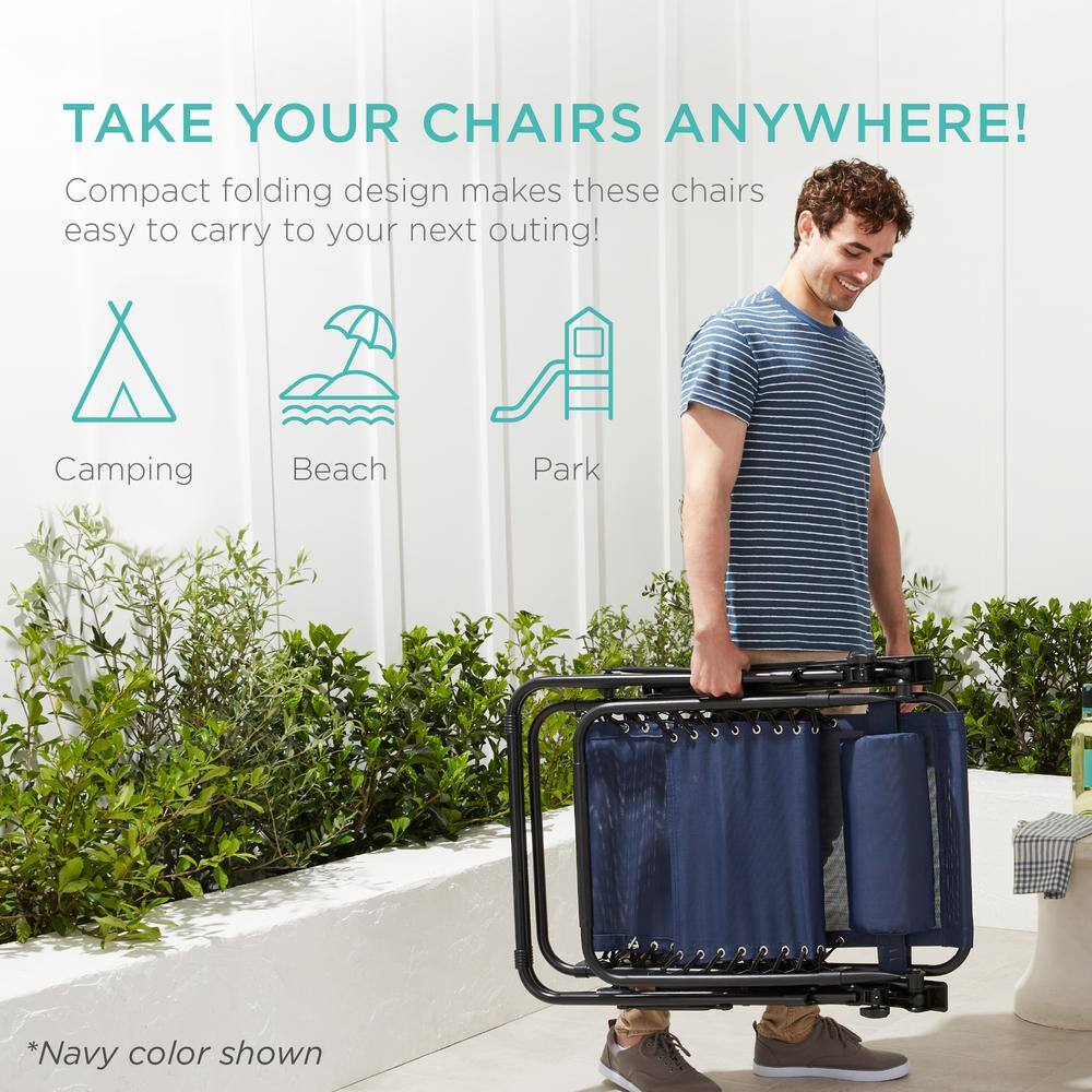 Sage Green Steel Zero Gravity Outdoor Lounge Chairs with Cup Holders