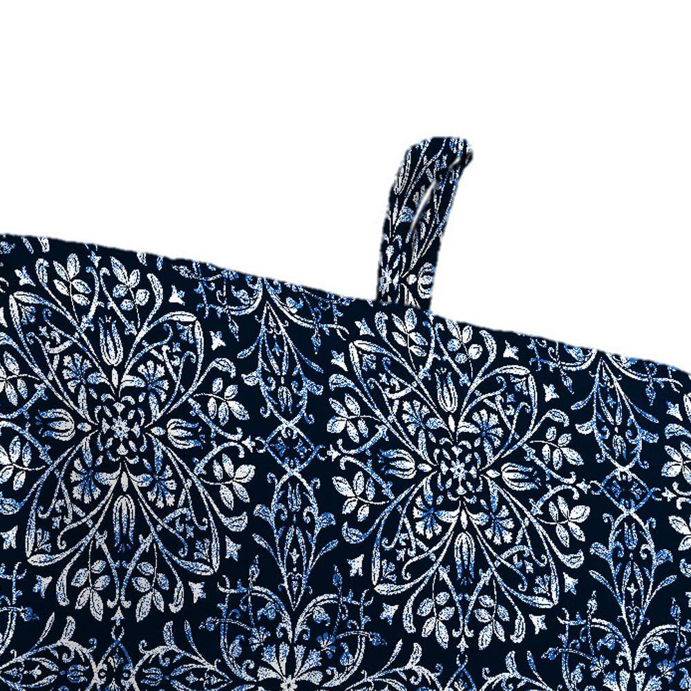 Dresden Midnight Navy Damask Rectangular Outdoor Chair Cushion