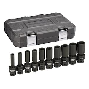 1/2 in. Drive 6-Point SAE Deep Universal Impact Socket Set (10-Piece)