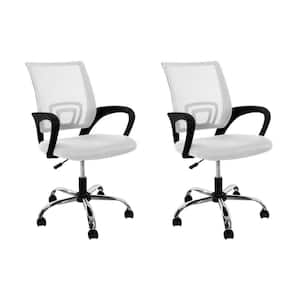 Upholstery Adjustable Height Ergonomic Standard Chair in white- Set of 2