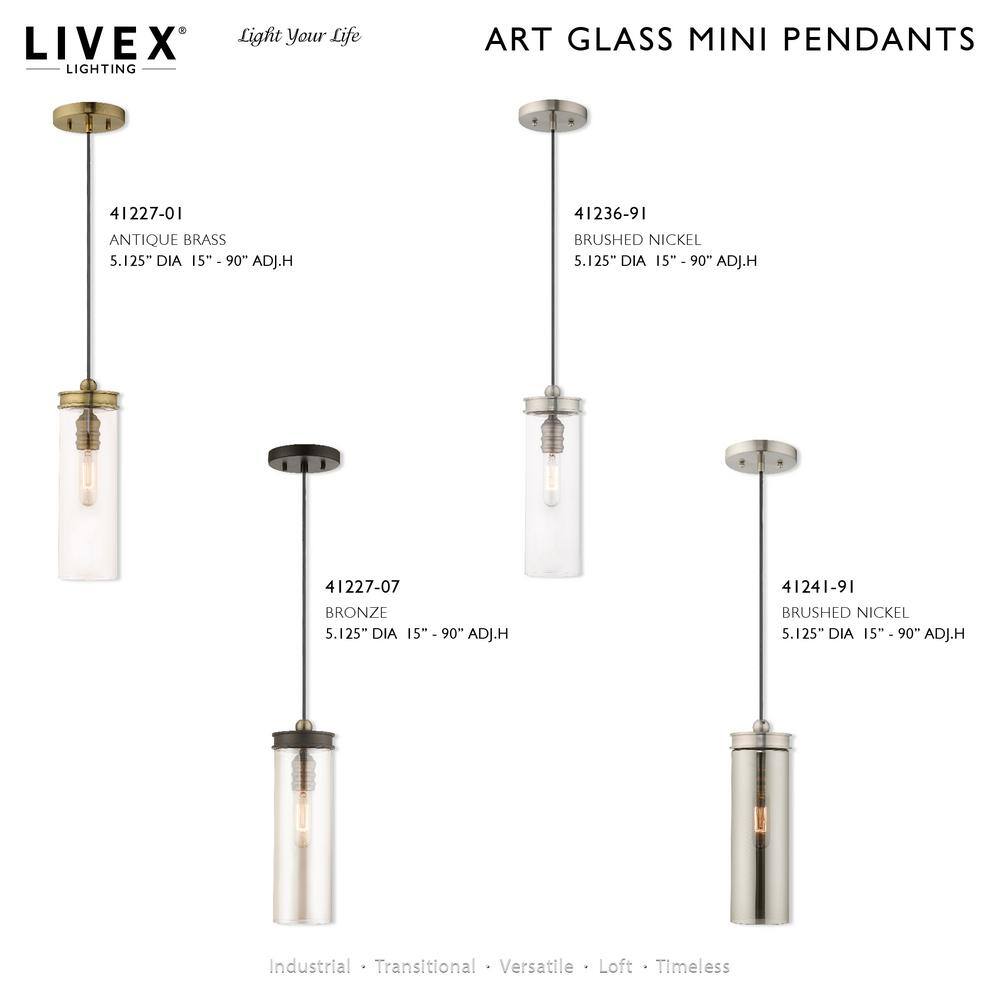 Sleek Smoke Glass Mini Pendant with Brushed Nickel Finish