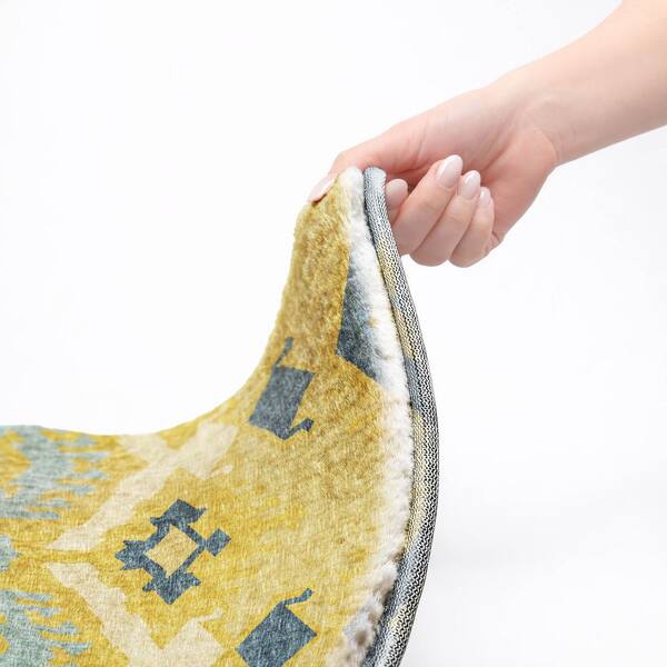 Dream Shag Premium Machine Washable Abstract ADS108 Yellow 10 ft. x 14 ft. Area Rug