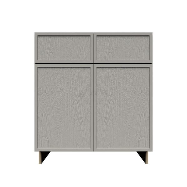 LIFEART CABINETRY Slim Shaker Assembled 33 in. W x 34.5 in. H x 24 in. D Sink Base Kitchen Cabinet in Gray