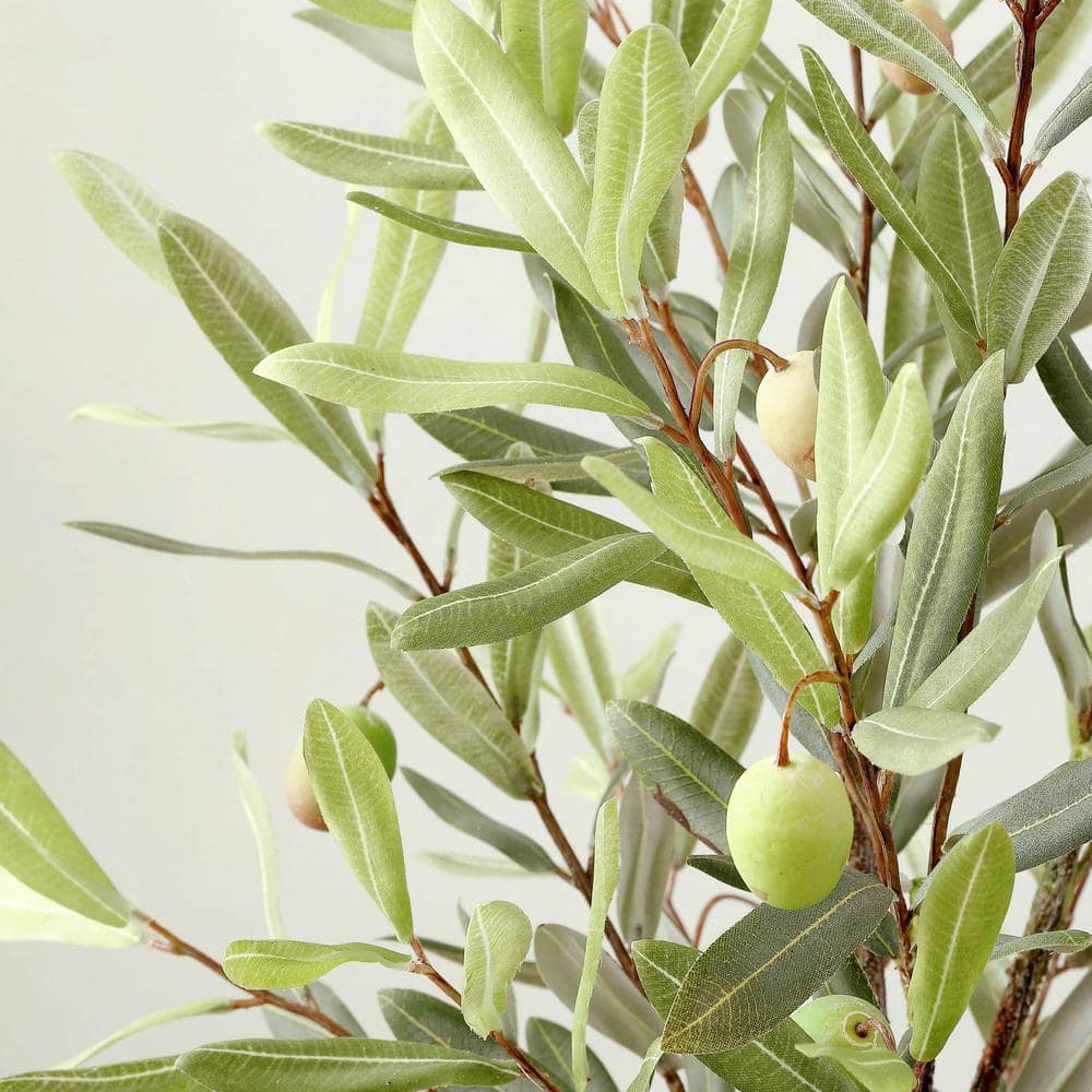 36-inch Faux Olive Tree in Ribbed White Ceramic Pot