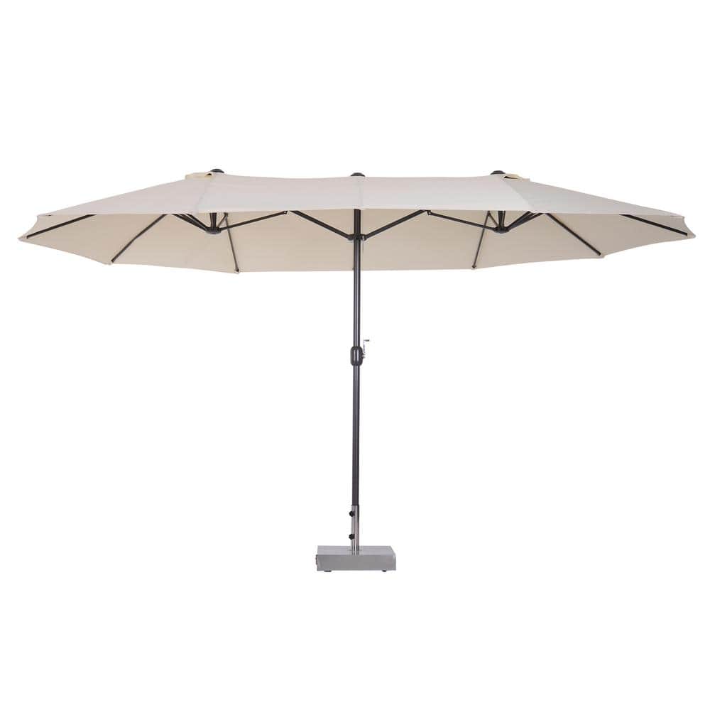 Extra Large Cream White Steel Double-Sided Patio Umbrella