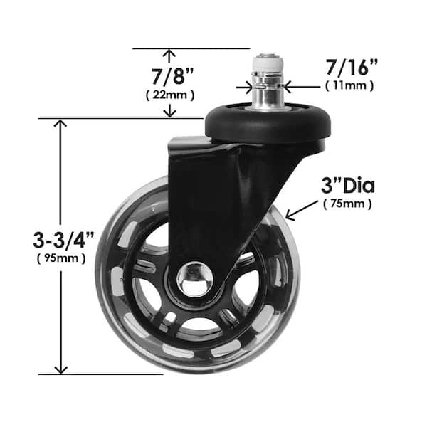 Chair  set of 4 caster wheels 4 sizes black 