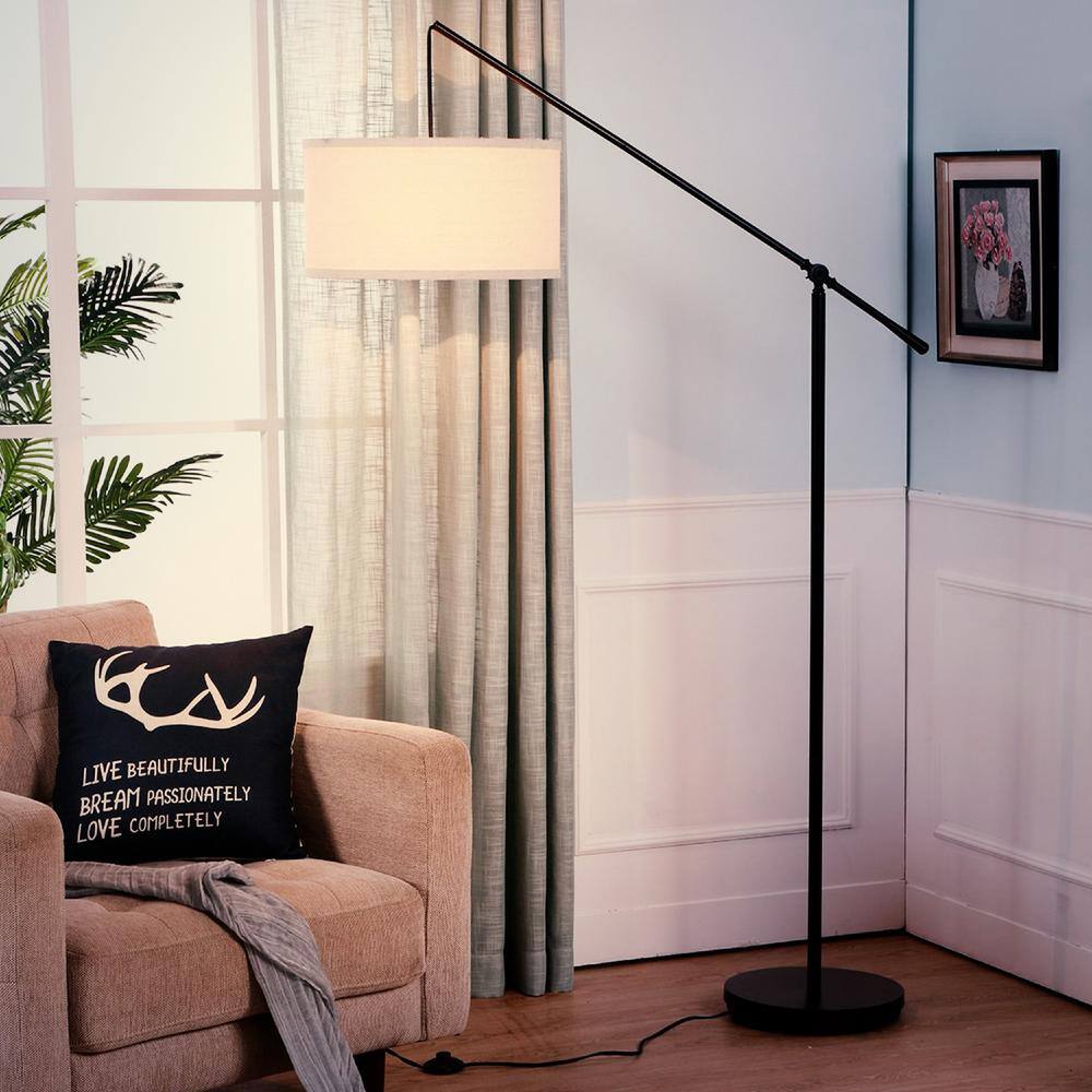 Hudson Kids' Adjustable Black Arc LED Floor Lamp, 70" Height