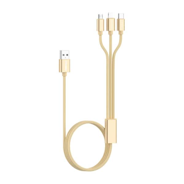 Emerald 6 ft. 3-in-1 Cable for Lightning, USB-C and Micro-USB
