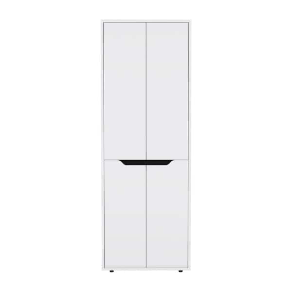 11.80 in. W x 23.60 in. D x 66.90 in. H Particle Board Freestanding Linen Cabinet w/5-Shelves in White/Black