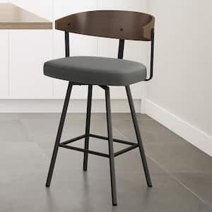 Quinton 29.25 in. Charcoal Grey Polyester/Black Metal Bar Stool